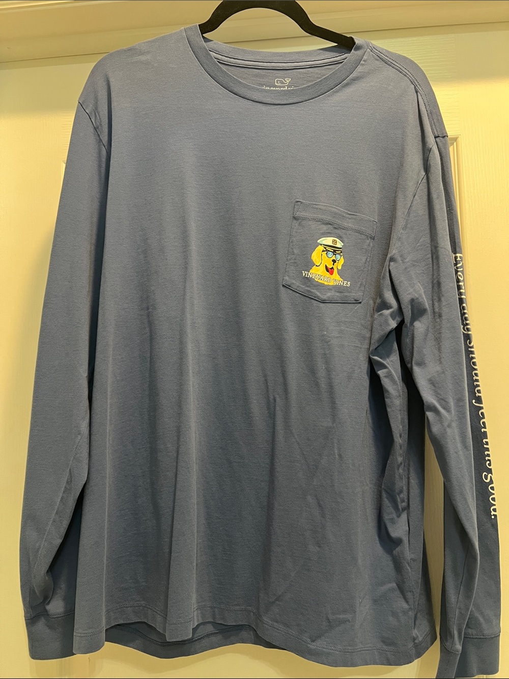Vineyard Vines Long-Sleeve Pocket Tee in Slate Blue
